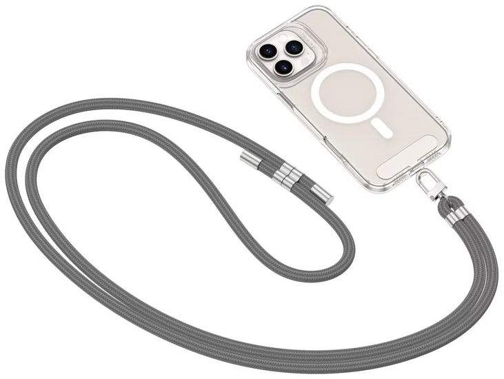 TechProtection Crossbody universeel draagkoord voor elke telefoon grijs / zilver
