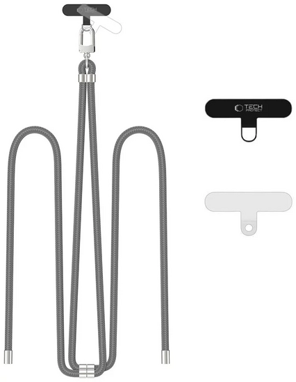 TechProtection Crossbody universeel draagkoord voor elke telefoon grijs / zilver
