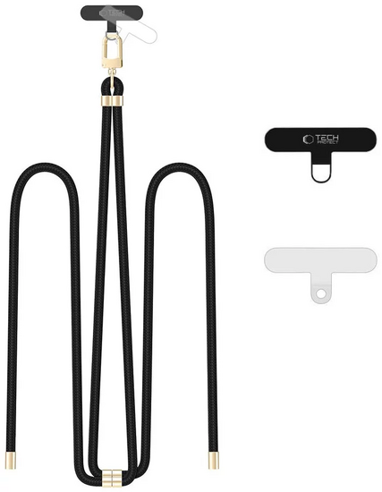 TechProtection Crossbody universeel draagkoord voor elke telefoon zwart / goud