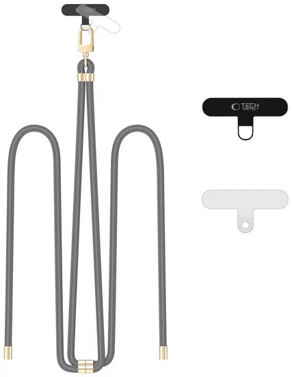 TechProtection Crossbody universeel draagkoord voor elke telefoon grijs / goud