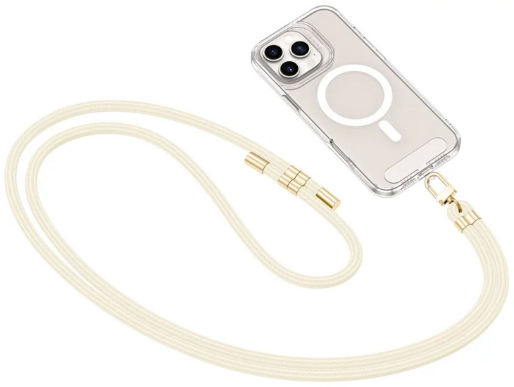 TechProtection Crossbody universeel draagkoord voor elke telefoon beige / goud