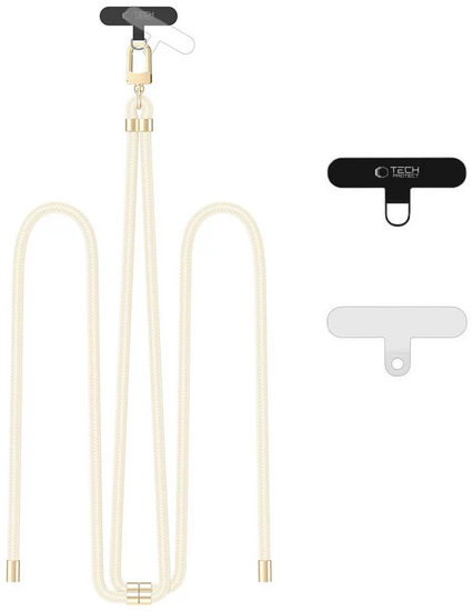 TechProtection Crossbody universeel draagkoord voor elke telefoon beige / goud