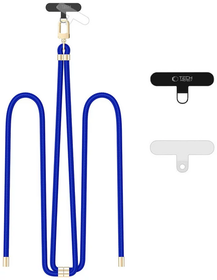 TechProtection Crossbody universeel draagkoord voor elke telefoon cobalt / goud