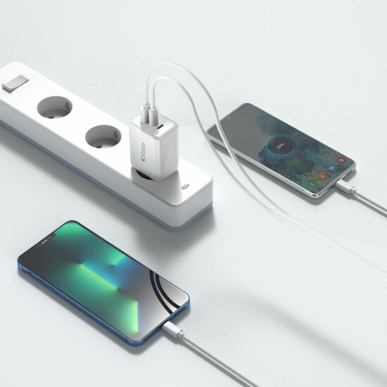 Tech Protection 45 watt GAN 2 poort USB-C oplader wit