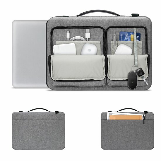 TechProtection Defender MacBook 13 / 14 inch sleeve laptop tas grijs