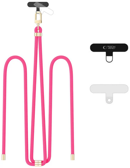 TechProtection Crossbody universeel draagkoord voor elke telefoon hot pink / goud