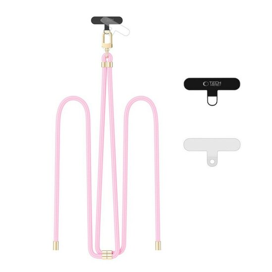 TechProtection Crossbody universeel draagkoord voor elke telefoon baby pink / goud