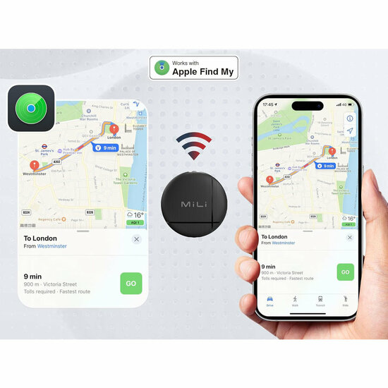 MiLi LiTag wasserdichter Bluetooth-Tracker &bdquo;Find My&ldquo;-Netzwerk, 2er-Pack