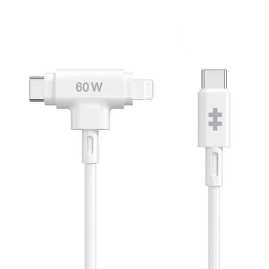 HyperDrive USB-C naar USB-C en Lightning kabel 60 watt wit