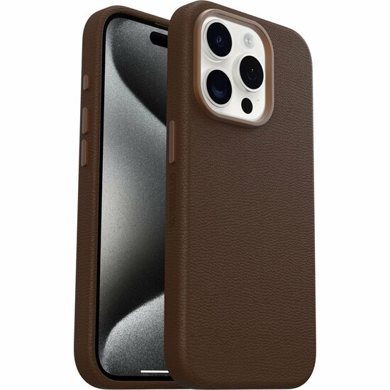 Otterbox Symmetry Cactus leren iPhone 15 Pro Max hoesje bruin