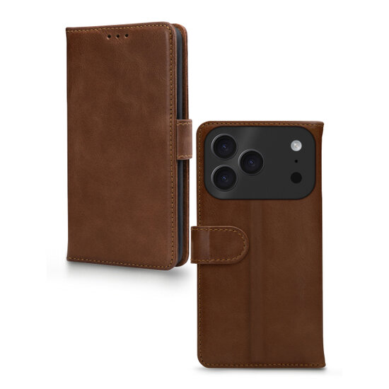 Mobilize leren Wallet iPhone 17 Pro Max hoesje bruin
