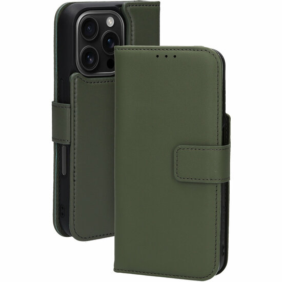Mobiparts leren 2 in 1 Wallet iPhone 16 Pro Max hoesje groen