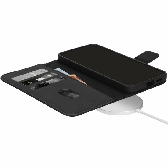 Mobiparts leren Wallet iPhone 16 Pro hoesje zwart