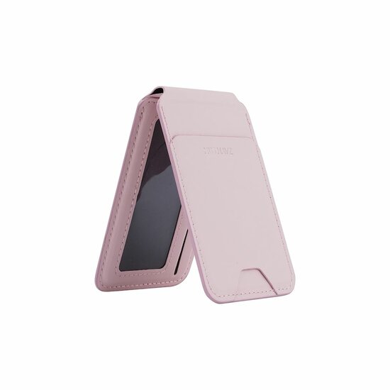 Musthavz leren MagSafe wallet met stand roze