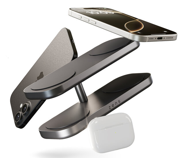 Zens Qi2 MagSafe Quattro 4 in 1 Charger Pro oplader zwart