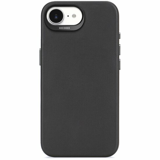 Decoded leren backcover iPhone 17e / 16e hoesje zwart