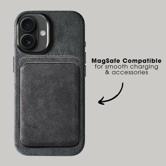 Alcanside Alcantara iPhone 17 hoesje space grijs