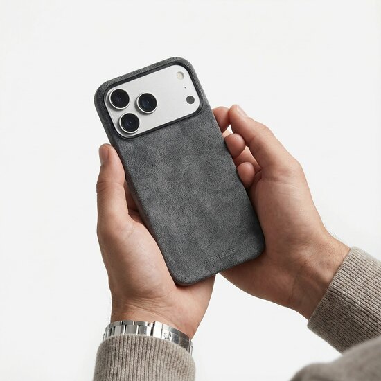 Alcanside Alcantara iPhone 17 Pro hoesje space grijs