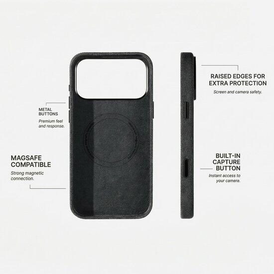 Alcanside Alcantara iPhone 17 Pro Max hoesje space grijs