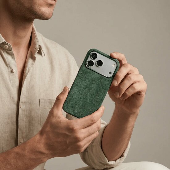 Alcanside Alcantara iPhone 17 Pro Max hoesje groen