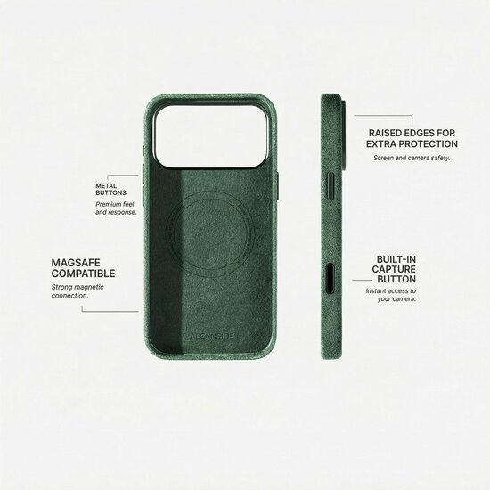 Alcanside Alcantara iPhone 17 Pro Max hoesje groen