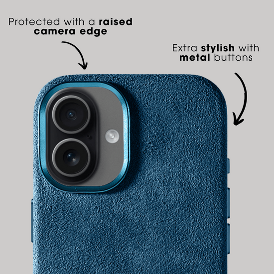 Alcanside Alcantara iPhone 17 hoesje ocean blauw