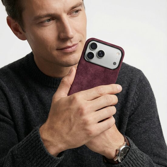 Alcanside Alcantara iPhone 17 Pro Max hoesje rood