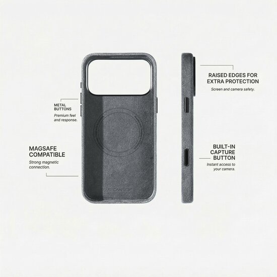 Alcanside Alcantara iPhone 17 Pro Max hoesje nardo grijs