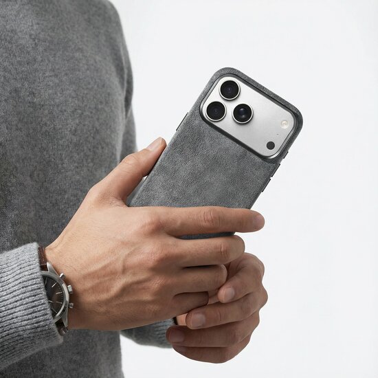 Alcanside Alcantara iPhone 17 Pro Max hoesje nardo grijs