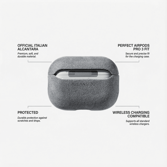 Alcanside Alcantara&nbsp;AirPods Pro 3 hoesje nardo grijs