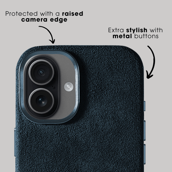 Alcanside Alcantara iPhone 17 hoesje navy