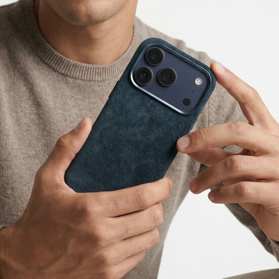 Alcanside Alcantara iPhone 17 Pro hoesje navy