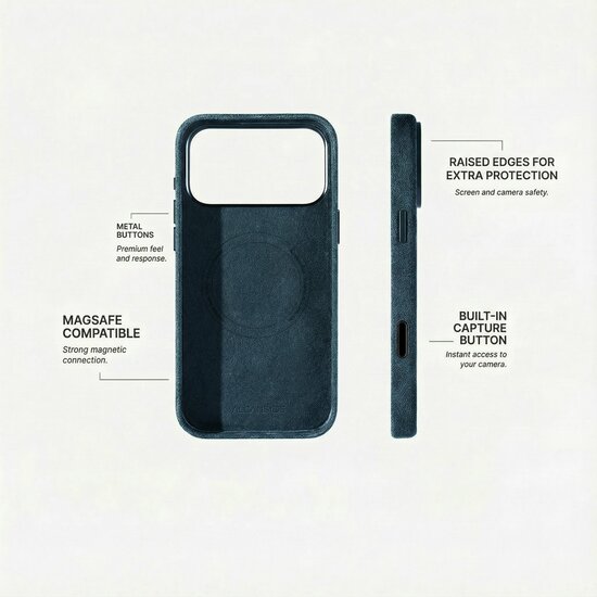 Alcanside Alcantara iPhone 17 Pro Max hoesje navy