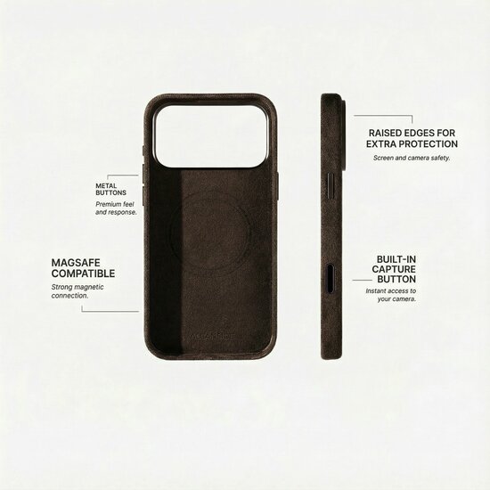 Alcanside Alcantara iPhone 17 Pro hoesje chocolate bruin
