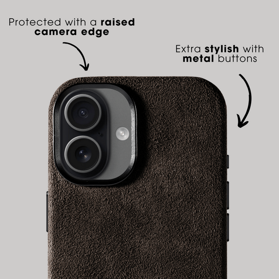 Alcanside Alcantara iPhone 17 hoesje chocolate bruin
