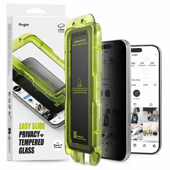 Ringke Easy Slide Privacy glazen iPhone 17 Pro screenprotector 2 pack