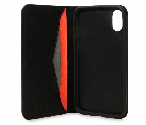 Knomo Premium Leather iPhone X Folio hoes Zwart