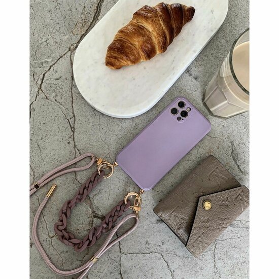 Tech Protection Luxe iPhone 14 Plus hoesje  met draagkoord violet