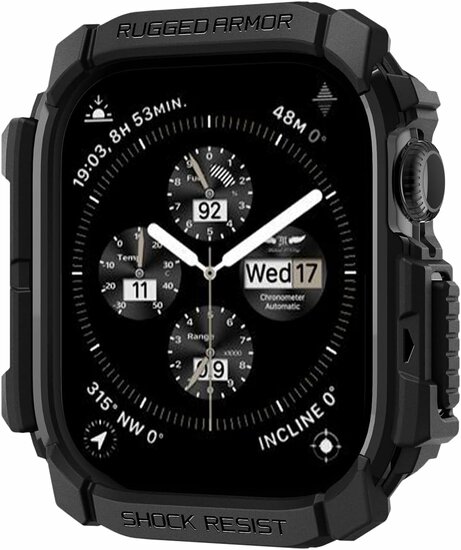 Spigen Rugged Armor Apple Watch 10 46 mm hoesje zwart