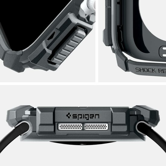 Spigen Rugged Armor Apple Watch 10 46 mm hoesje grijs