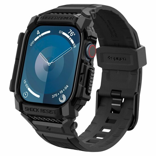 Spigen Rugged Armor Pro Apple Watch 10 46 mm hoesje zwart