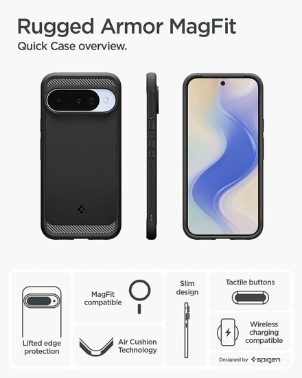 Spigen Rugged Armor MagSafe Google Pixel 10 / Google Pixel 10 Pro hoesje zwart
