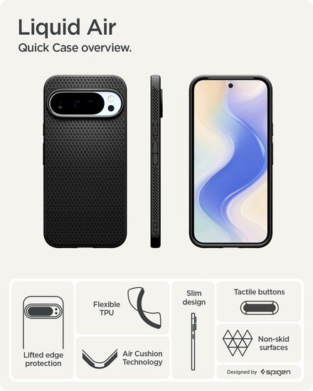 Spigen Liquid Air Google Pixel 10 / Google Pixel 10 Pro hoesje zwart