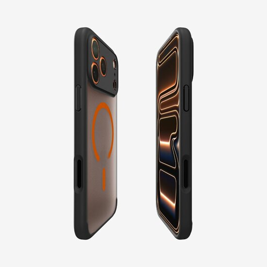 Spigen Ultra Hybrid MagSafe iPhone 17 Pro Max hoesje frost zwart / oranje