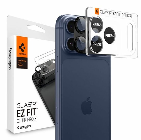 Spigen Optik Pro XL EZ Fit iPhone 17 Pro camera protector zwart