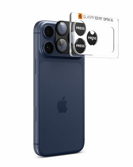 Spigen Optik Pro XL EZ Fit iPhone 17 Pro camera protector zwart
