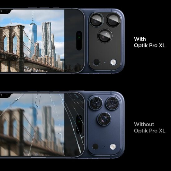 Spigen Optik Pro XL EZ Fit iPhone 17 Pro camera protector zwart