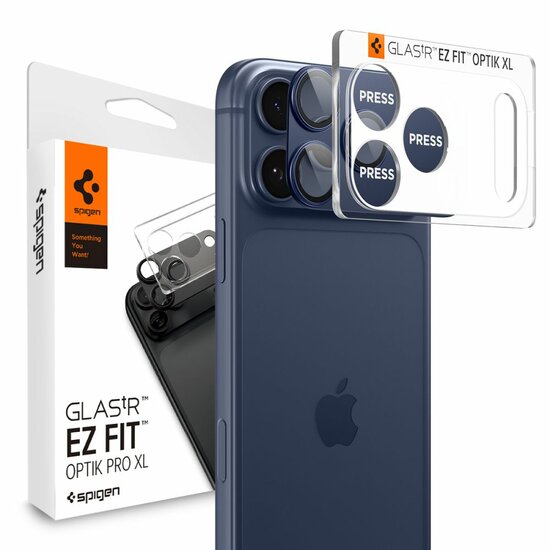 Spigen Optik Pro XL EZ Fit iPhone 17 Pro Max camera protector blauw