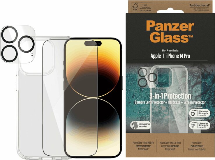 PanzerGlass 3-in-1 Apple iPhone 14 Pro Pack Camera en Screen Protector