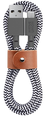 Native Union Belt USB-C naar USB-A 1,2 meter kabel zebra